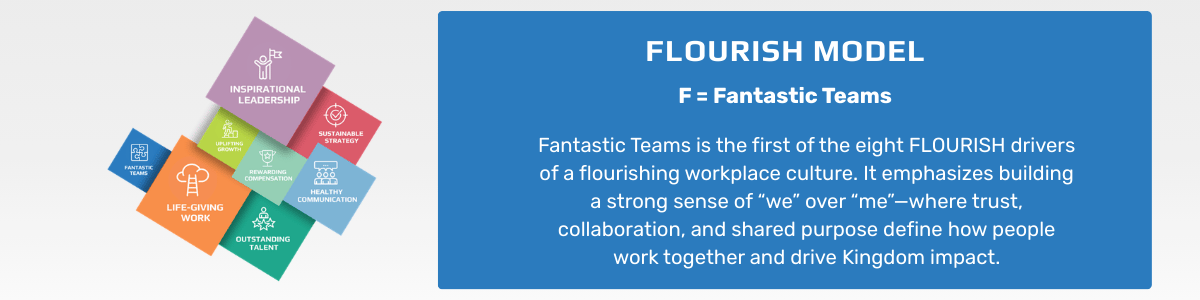 1200 x 300 px Jays Article Fantastic Teams FLOURISH Model Graphic White on Blue